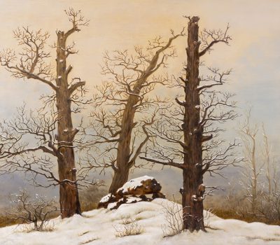 Kunstkopie, Gemäldekopie nach Caspar David Friedrich, Hühnengrab im Schnee, 1807, Galerie Neue Meister Dresden, Staatliche Kunstsammlungen Dresden